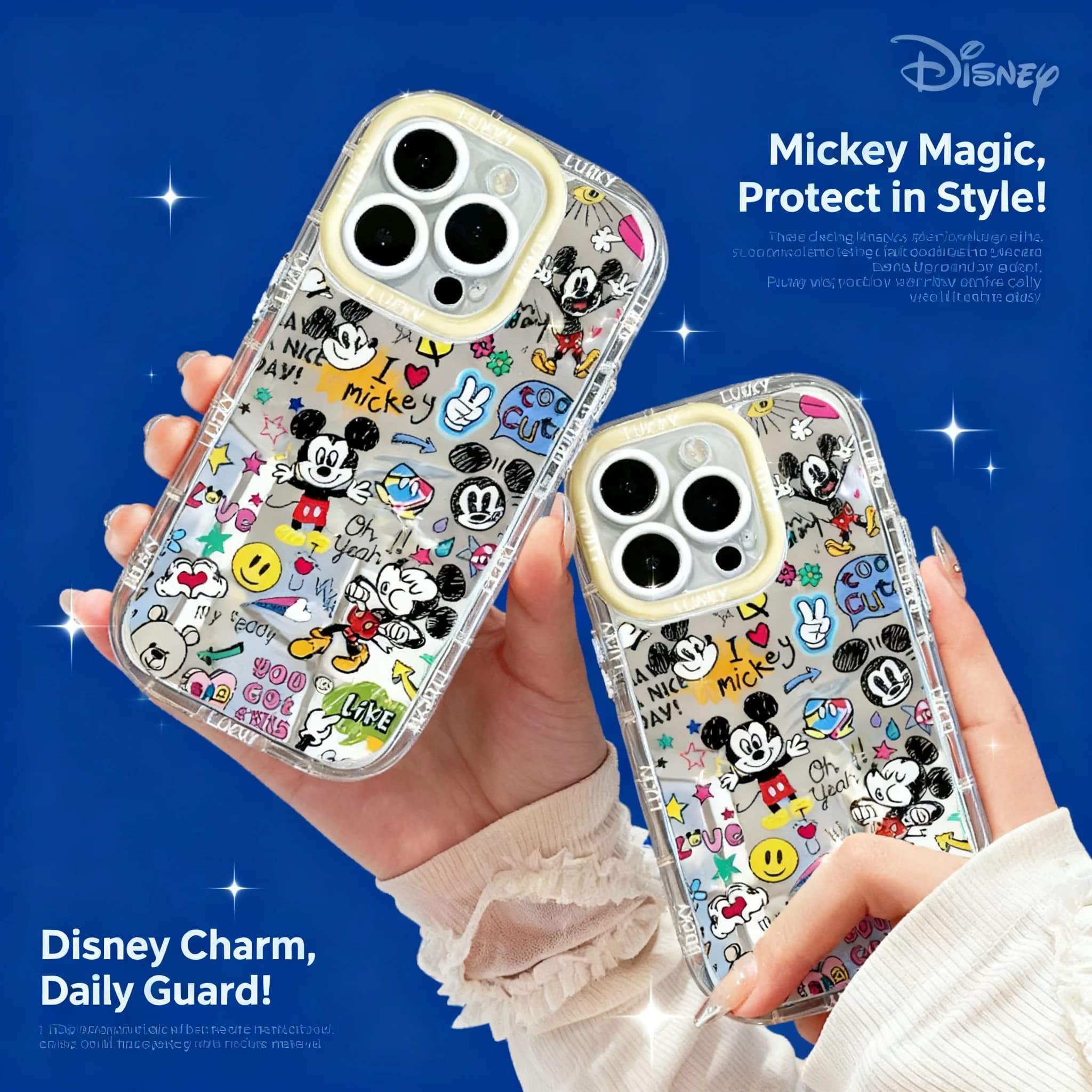 Custodia per telefono a specchio con graffiti di Topolino per iPhone 15 Pro Max 13 Pro 12 XR Morbida, alla moda, di marca, 16 Plus, design trendy, protettiva