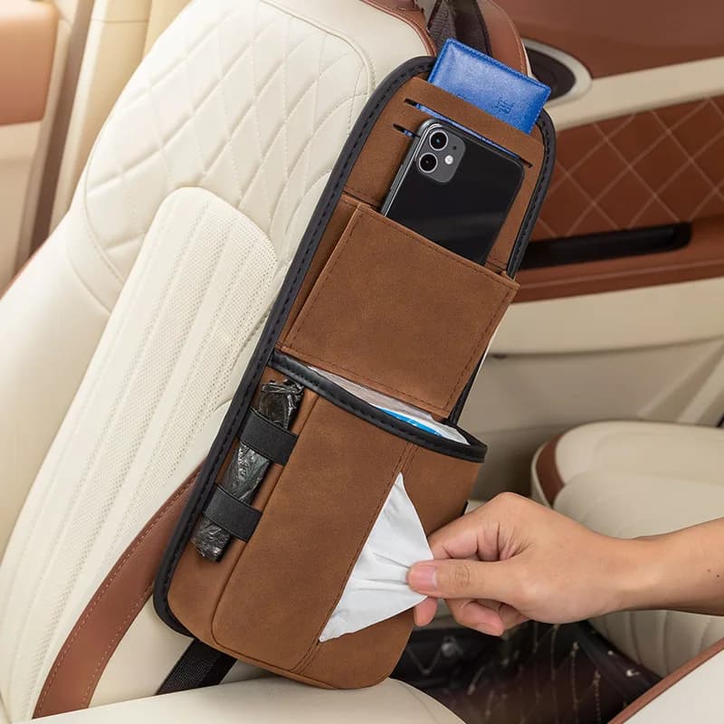 Auto Back Seat Bag Protector Accessories Car Back Seat Organizer Storage Bag with Foldable Table Tray Tablet Holder Tissue Box
