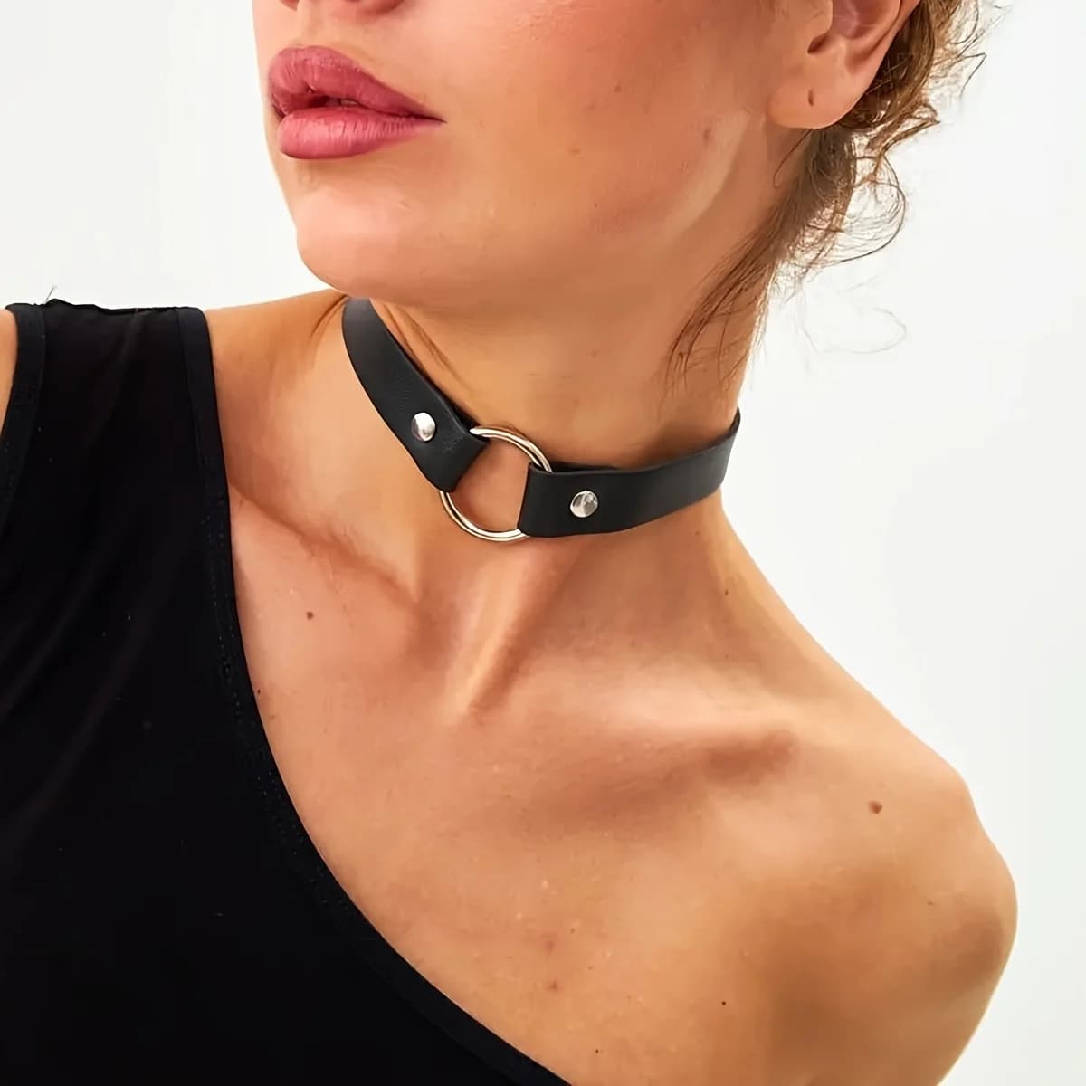 Lingerie Bondage alla Moda, Collare in Pelle Sexy, Imbracatura Erotica in Pelle per Donna, Accessorio per il Collo Fetish