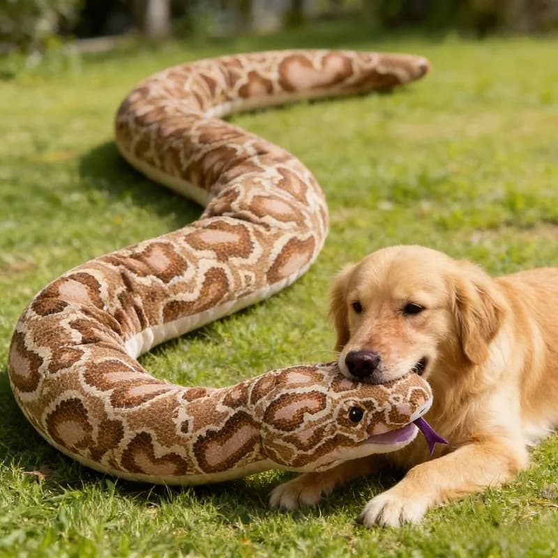 Peluche Realistico Boa Rosso da 170 cm - Giocattolo per Animali Domestici, Grande Cuscino Morbido in Tessuto Elastico a Forma di Serpente, Design con Lingua Fuori, Scherzo