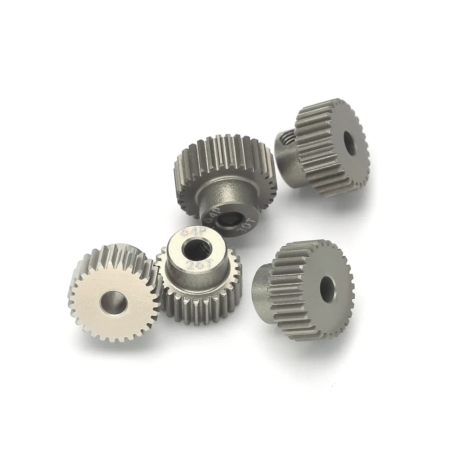 Denti motore 64P ingranaggi metallici per parti di automobili RC per veicoli da strada piatti 1/10 21-54T 7075 Trattamento di tempra dell'alluminio