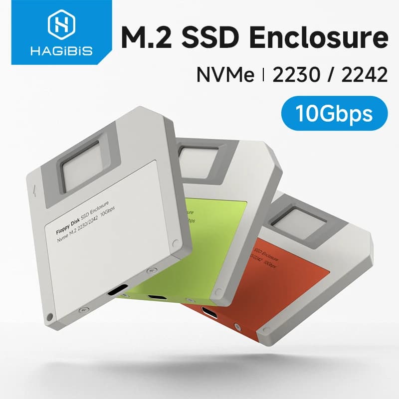 Hagibis 2230 M.2 NVMe SSD USB Case 3.2 Gen 2 to PCI-E M.2 SSD Case 2242 Floppy Disk SSD External Laptop iPhone 17 Pro