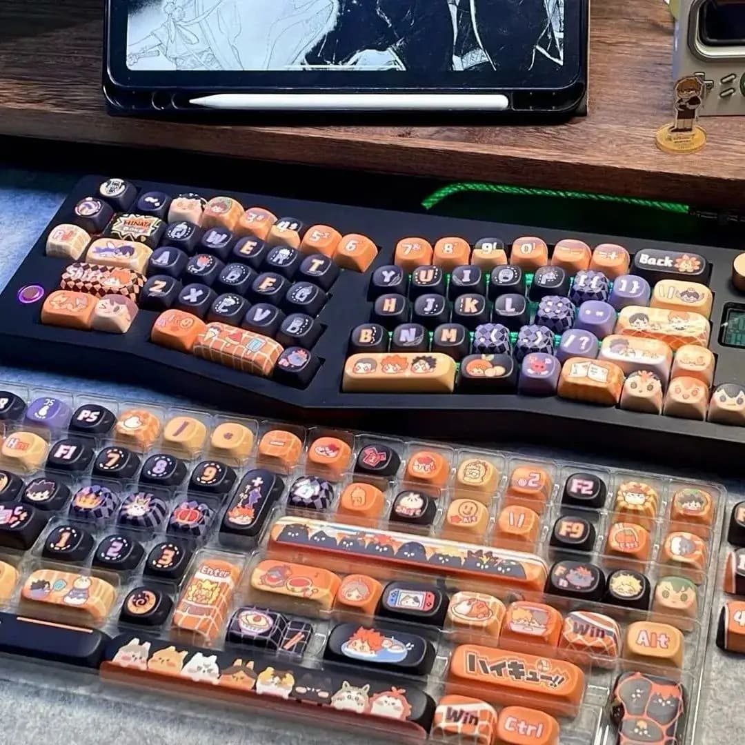 Anime Keycap Volleyball Youth Keycaps PBT MOA Keycap Sublimation Mechanical Keypad Cap for Alice/ANSI MX Switch