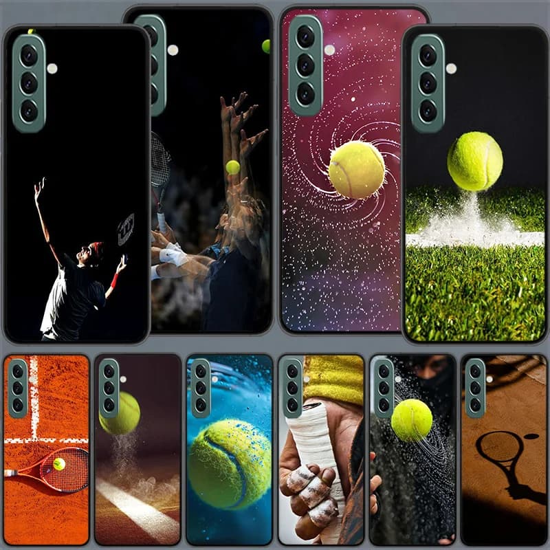 Custodia per telefono con racchetta da tennis e pallina da tennis per Samsung A54 A14 A24 A34 A17 A37 A57 A55 A35 A25 A15 A07 A05S A04S A12 A22 A32 A52S A72