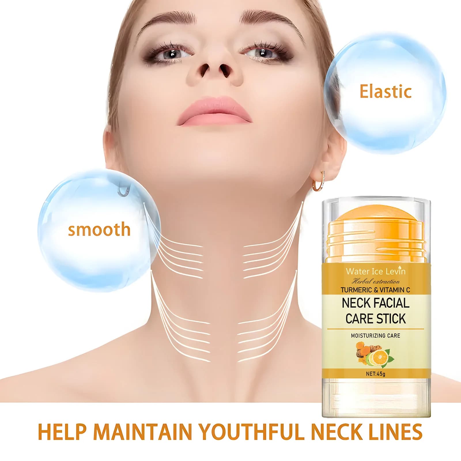 Stick per la cura del viso e del collo con curcuma e vitamina C: formula schiarente e idratante, leggera e non grassa, adatta per pelli sensibili, design in stick facile da assorbire, cura quotidiana della pelle