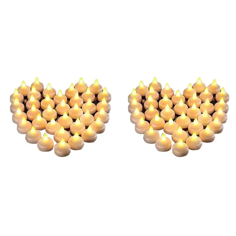 ABAH-96 Flameless Water Candles, Floating Water Electronic Candles, Wedding Party Pool Dinner Candles (Yellow Light)