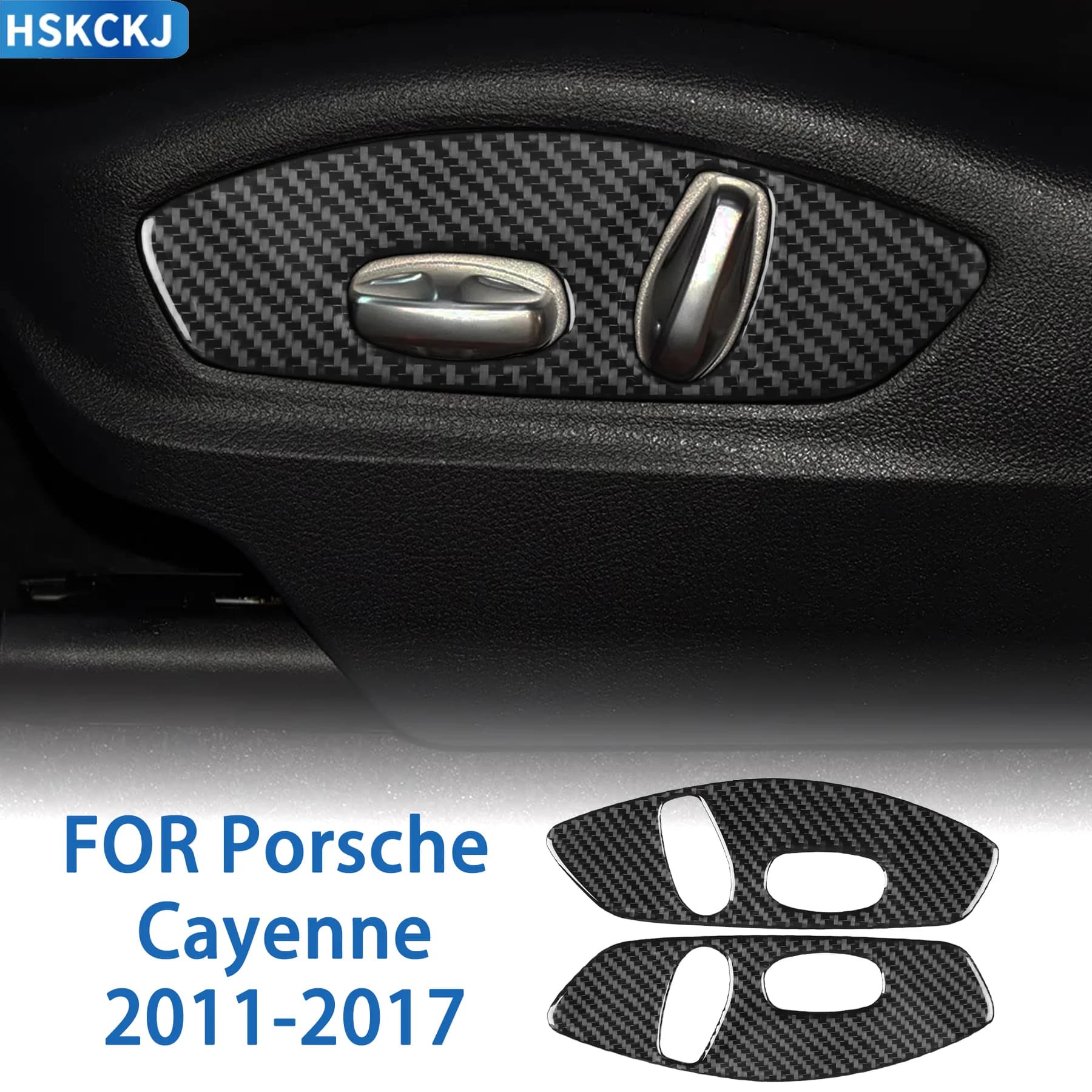 For Porsche Cayenne 2011-2017 Car Seat Adjustment Button Panel Trim Cover Carbon Fiber Interior Decor Frame Accessories Stickers