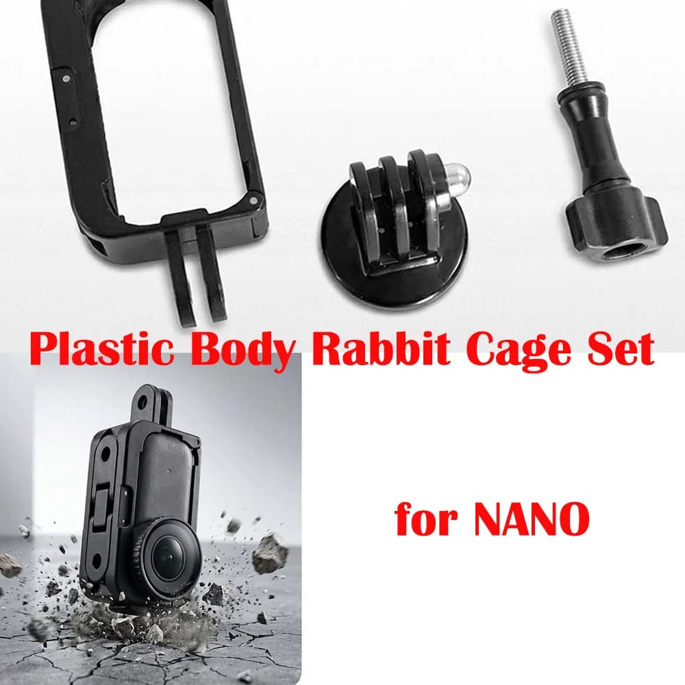 For NANO Plastic Body Rabbit Cage Set Panoramic Action Camera Expansion Frame Shock-Resistant Protective Case Accessories