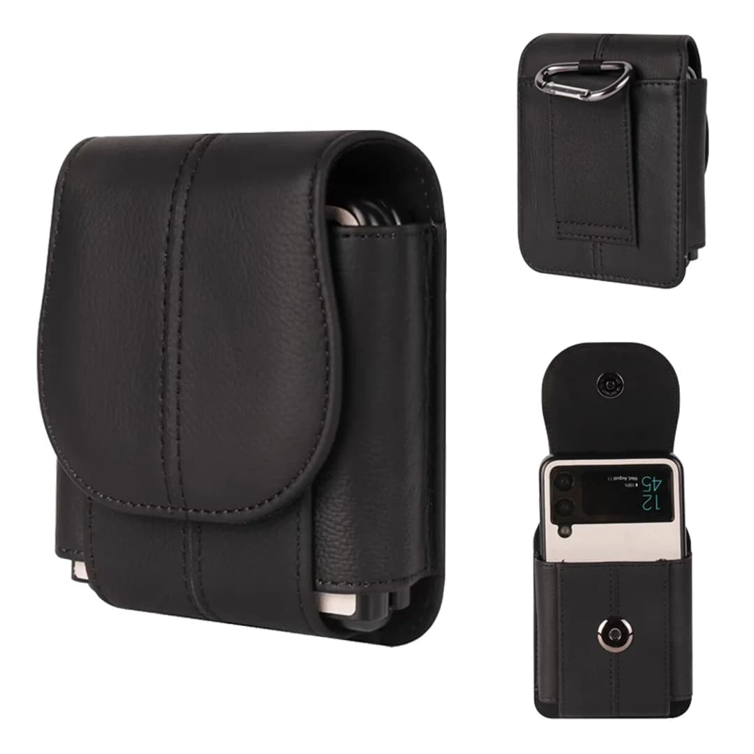For Samsung Galaxy Z Flip 7 6 5 4 3 2 5G Waist Bag Z Flip 7 For Motorola Razr 60 /60ultra Genuine Leather Belt Clip Case