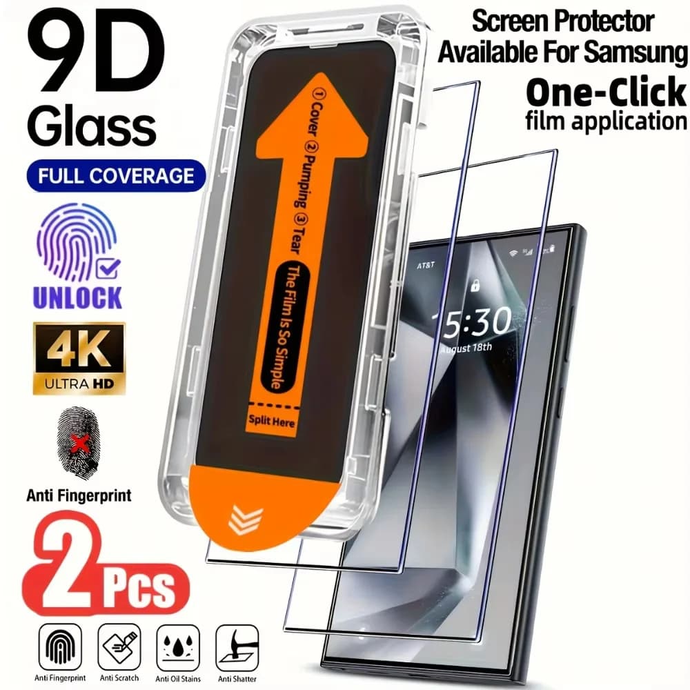 2 pezzi di protezione per lo schermo in vetro temperato per Samsung Galaxy S26 S25 Ultra Edge S22 S24 S23 FE S21 Plus Pellicola per installazione senza polvere