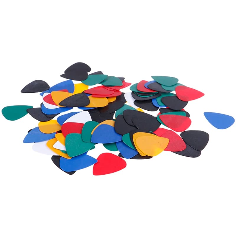 100 Pezzi Plettri per Chitarra Acustica ed Elettrica in Celluloide Colorato Liscio