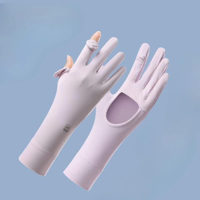 Women's Underwear Summer Gloves in Ice Silk, Solar Protection, Anti-slip, Touch Screen, for Cycling and Leisure, Anti UV, Breathable