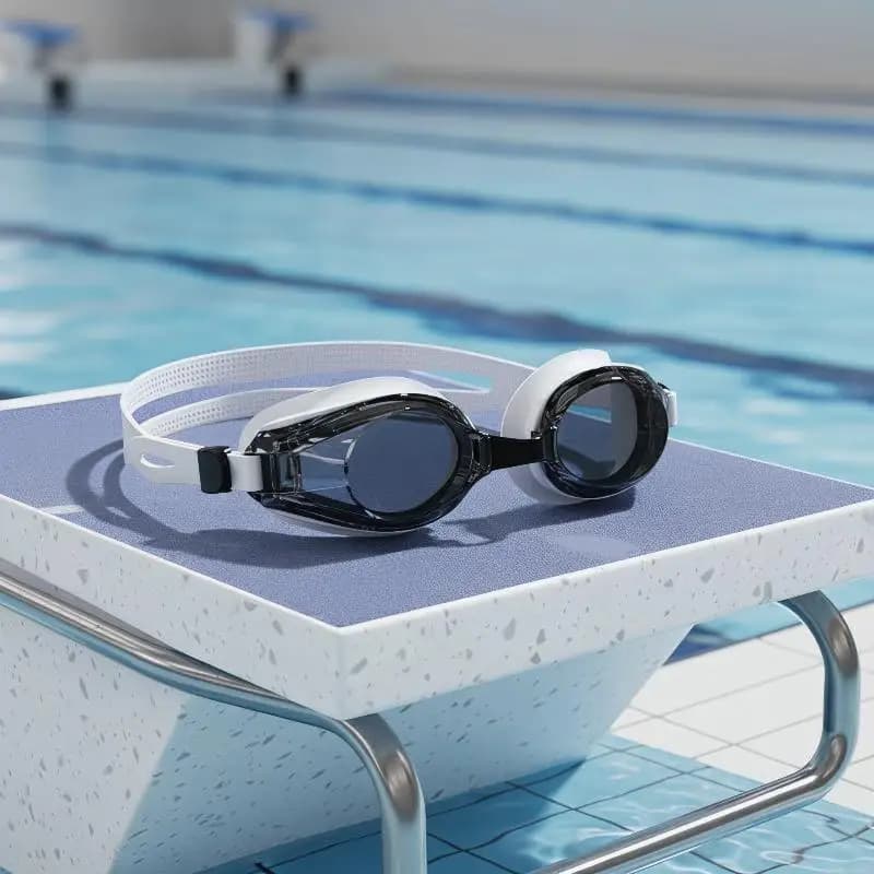 Occhialini da nuoto con protezione UV antiappannamento e set con cappuccio in silicone per adulti, sport acquatici