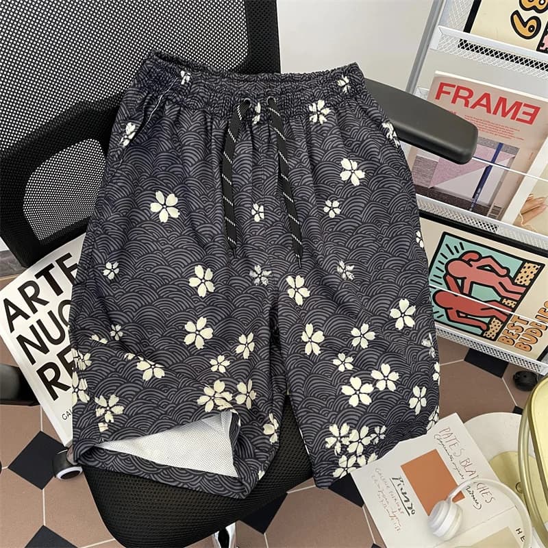 Pantaloncini da Spiaggia Floreali ad Asciugatura Rapida da Uomo, Nuovo Stile Estate 2026, Pantaloni Casual a Gamba Dritta a Cinque Quarti per Vacanze Hawaiane