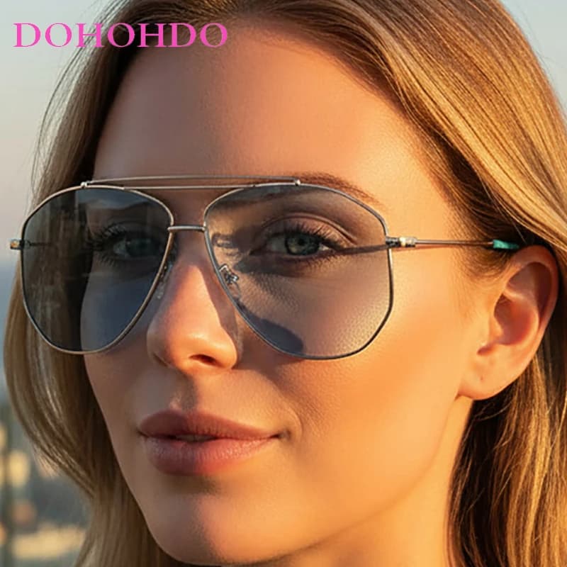 Fashion Oversized Pilot Sunglasses For Women Men Brand Designer Goggle Metal Big Frame Sun Glasses UV400 Luxury Driving Shades