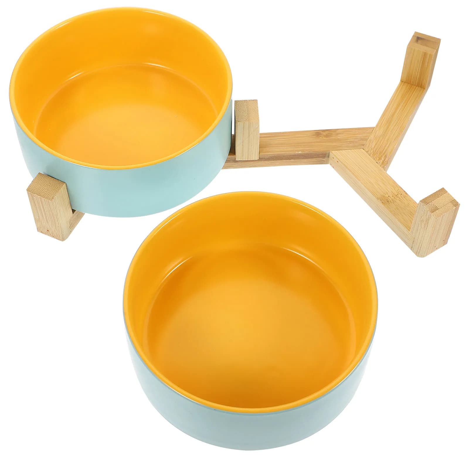 Set di 1 Ciotola in Ceramica per Gatti, Bicolore, Rialzata, Antiscivolo, per Cibo e Acqua, per Gatti e Gattini, Accessorio Domestico