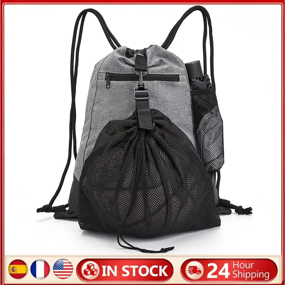 Basketball backpack with drawstring and removable mesh bag, folding football backpack, large capacity gym bag, travel bag