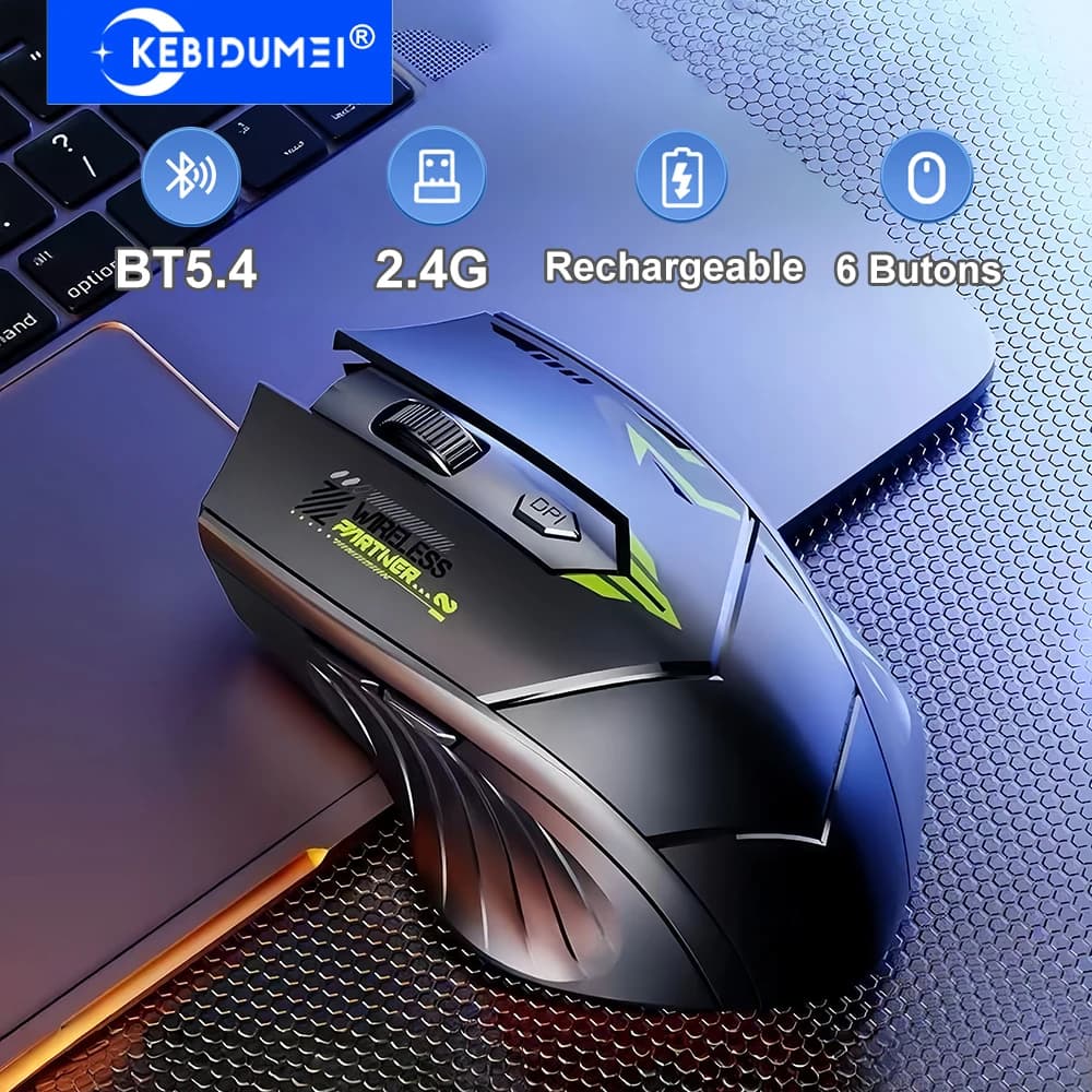 Mouse dual-mode Mouse Bluetooth 5.4 Mouse wireless 2.4G a 6 pulsanti Mouse da gioco ricaricabile Mouse da ufficio per PC portatile MacBook