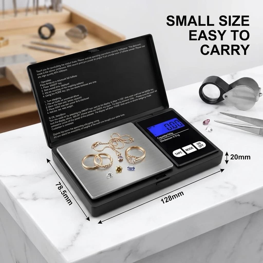 Mini Bilancia Digitale Tascabile ad Alta Precisione 0.01g in Acciaio Inossidabile, Strumento Elettronico Portatile per Pesare Gioielli e Oro