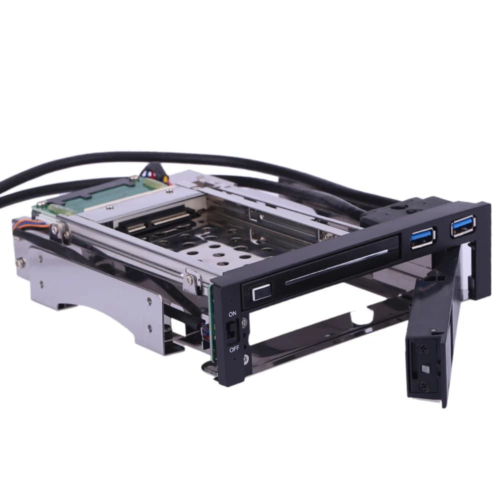 Dual Bay 3.5" 2.5" SATA III Hard Drive HDD & SSD Tray Caddy Internal Mobile Rack Enclosure Docking Station w/ USB 3.0 Hot Swap