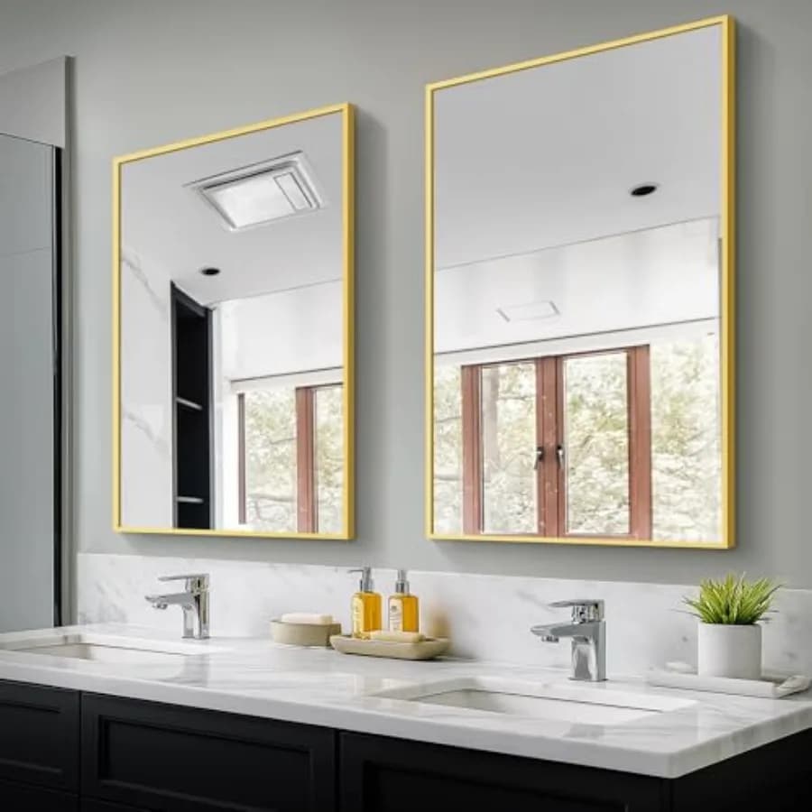 Bathroom Vanity Mirror for Wall, 2 Pack 36" x 24" Metal Framed Rectangular Bathroom Wall Mirror for Over Sink, HD Shatterproof