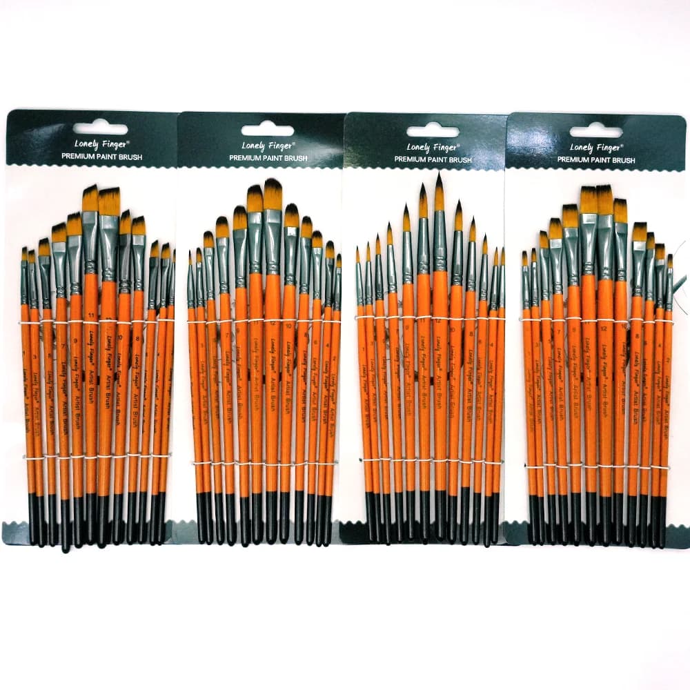 12pcs Multi Size Nylon Paint Brushes Set Professional Artist Brushes for Watercolor Acrylic Gouache Oil Tempera Body Makeup DIY