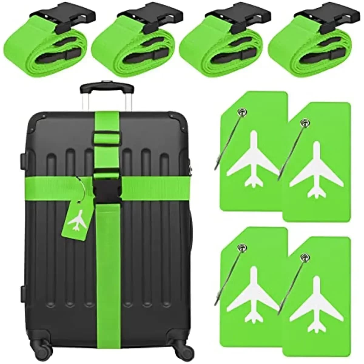 1 pz Set cinghia per bagagli con 1 pz etichetta per bagagli cintura da viaggio regolabile in Silicone con nome ID Card accessorio da viaggio