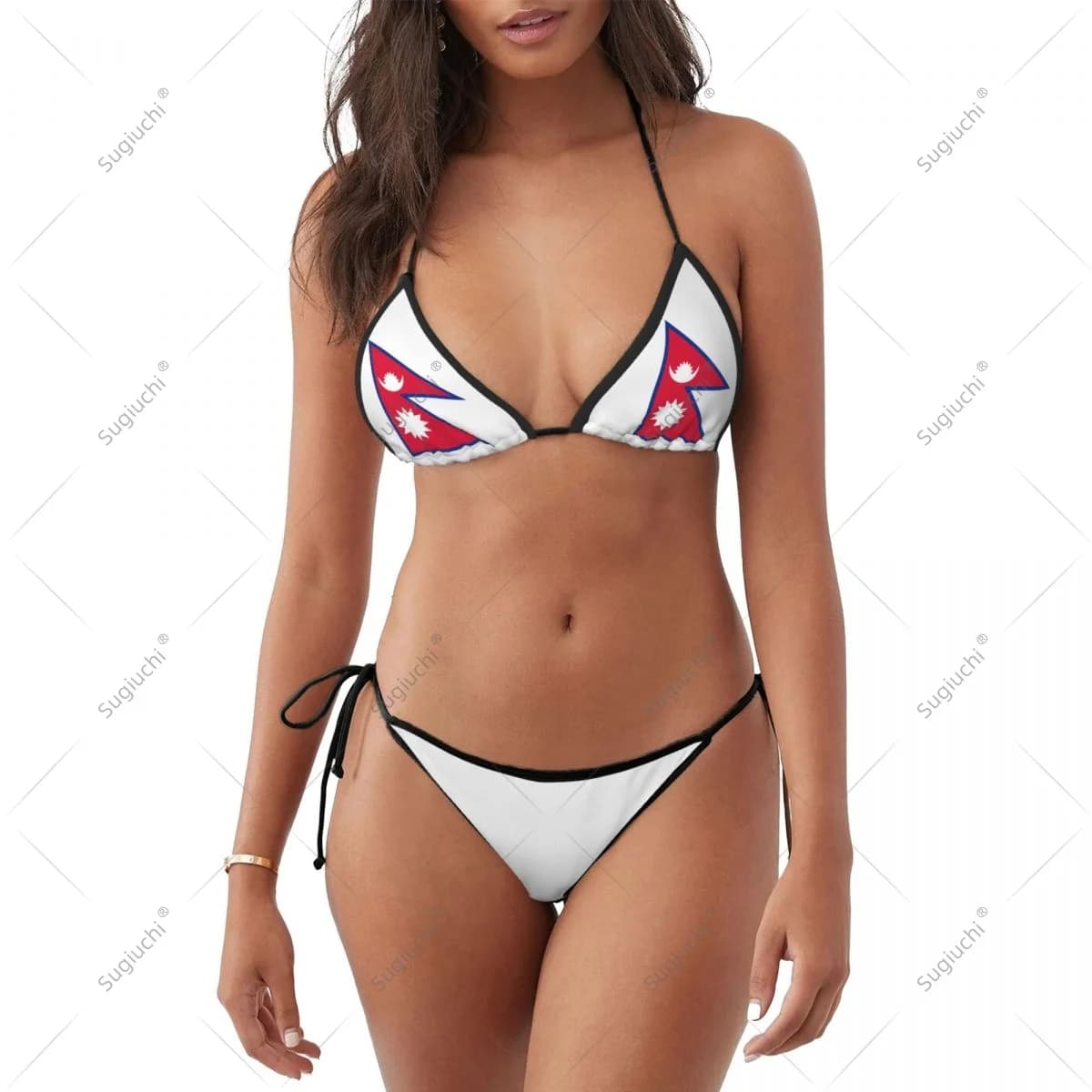 Costumi da bagno bikini da donna e ragazza con bandiera del Nepal, set a tre pezzi, per spiaggia, piscina, feste in spiaggia, sexy