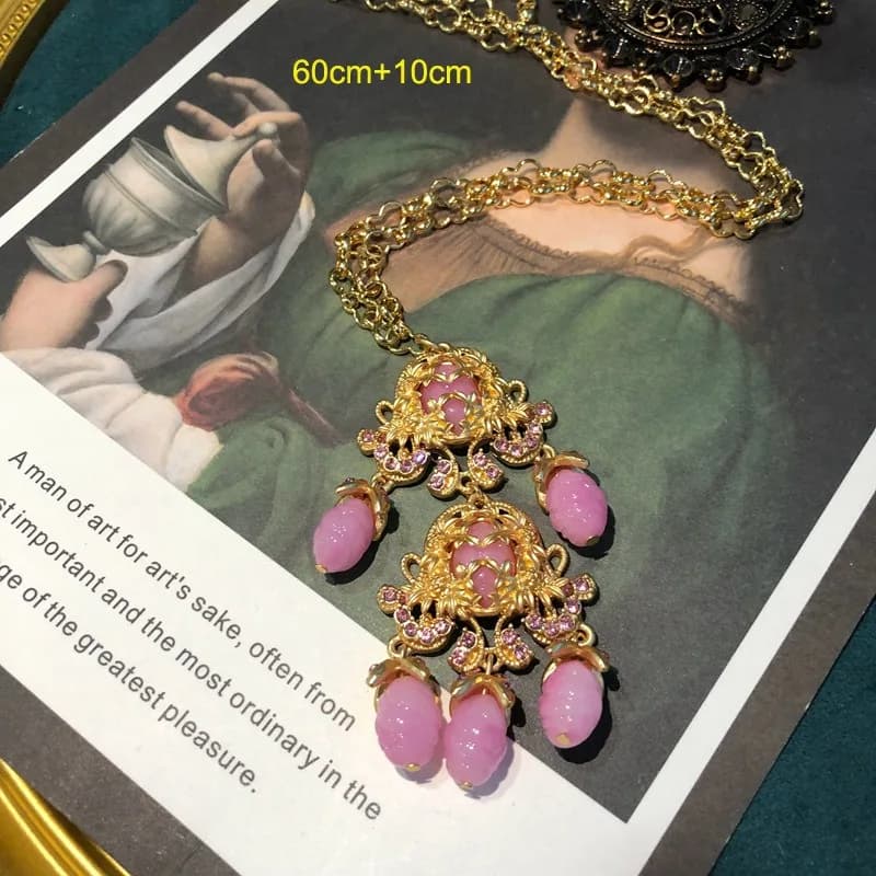 Orecchini a perno rosa con motivo a spalla, Orecchini a clip, Collana, Placcati in oro vero, Orecchini medievali, Catena per maglione.