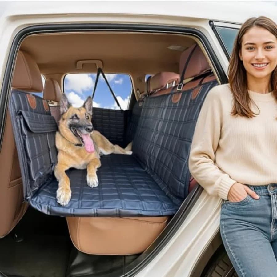 Back Seat Extensor for Dogs, Seat Covers with Rigid Fund for Cars and Trucks, Travel Platform, Amaca Mat Convertible for Poster Seat