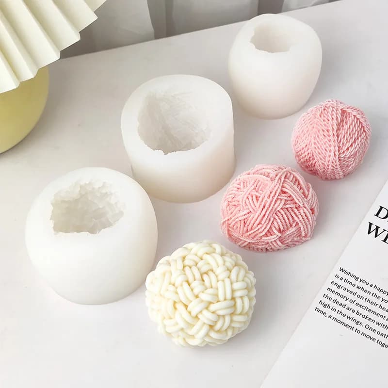 Vari stili Palla di lana Stampo per candele in silicone Palla intrecciata irregolare Corda Nodo Aromaterapia Gesso Sapone Stampo per cubetti di ghiaccio Decorazioni per la casa