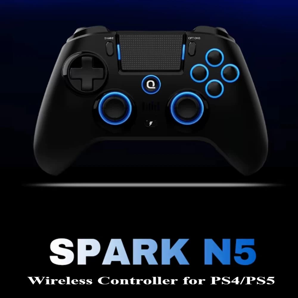 Controller Wireless QRD Spark N5 Originale per PS4/PS3/IOS/Android/PC con Joystick Hall ed Effetto Vibrazione per PS5 tramite Convertitore