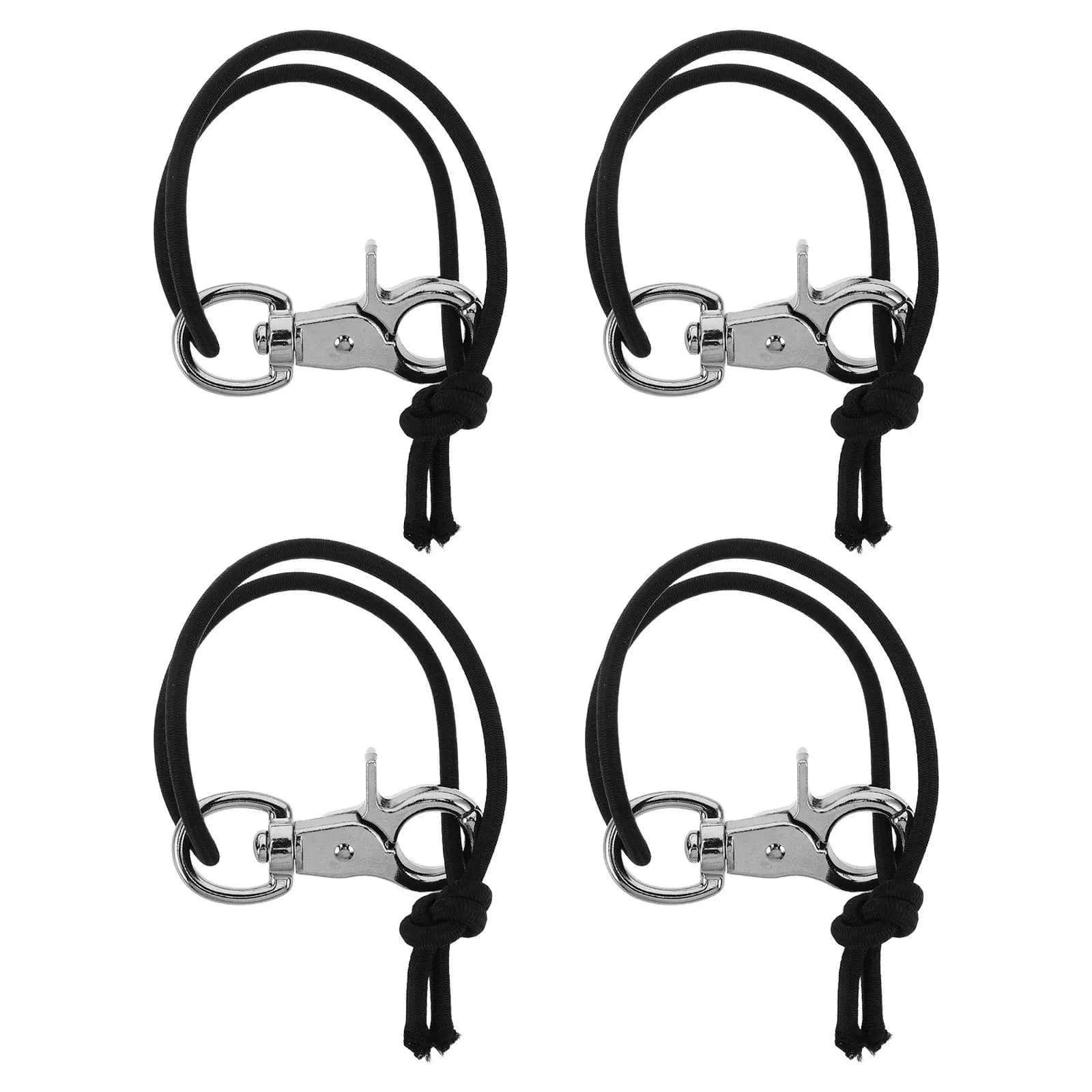 Set di 4 Cinghie Elastici in Nylon per Snowboard con Moschettone e Anello Portachiavi per Sport Invernali e Sicurezza nel Snowboard