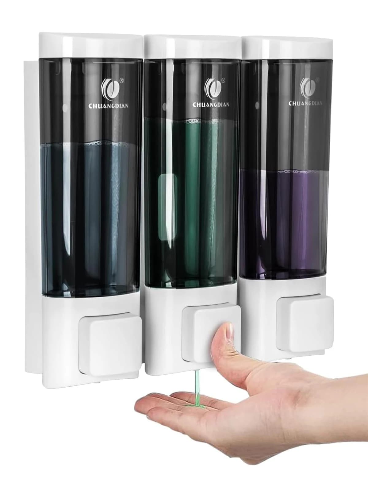 Dispenser per shampoo e sapone da parete Dispenser per gel doccia per bagno Contenitore per dispenser per liquidi per lavaggio piatti da cucina senza foratura