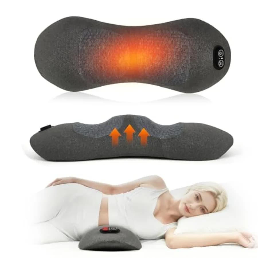 Cuscino Lombare Elettrico Ricaricabile 3 in 1 con Vibrazione, Riscaldamento e Terapia di Trazione per Alleviare il Dolore alla Schiena e Massaggio Profondo dei Tessuti