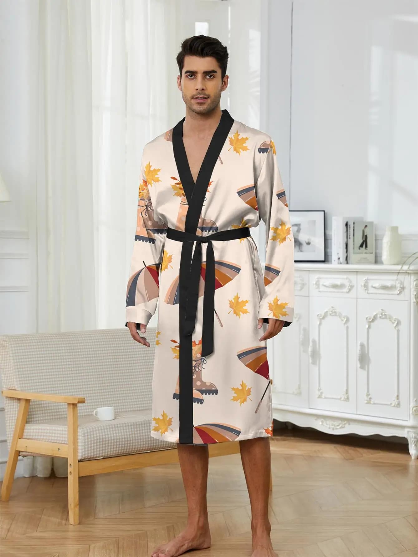 1pcs Men's Robes 2026 Spring/Summer Robe man Men's bathrobe Bathrobe man Shower robe Breathable 3D Printed Robes Graphic
