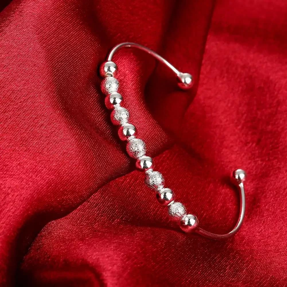 Noble Lucky beads bangle 925 Sterling Silver cuff Bracelets for Women adjustable Jewelry Fashion Party wedding Christmas gift