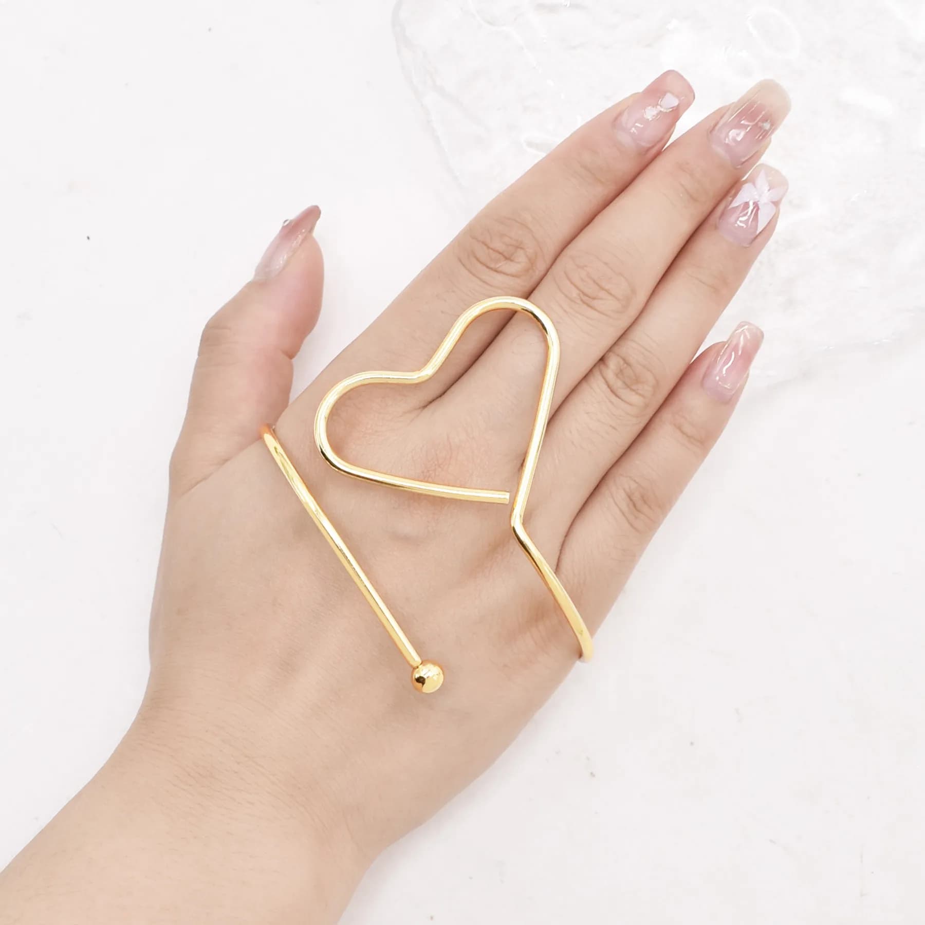 Sample Gold Bangle Line Arm Ring with Geometric Ring and Minimalist Design Arm Bracelet