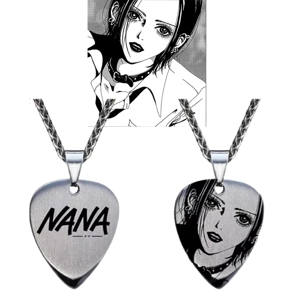 Collana con Ciondolo NANA Cosplay Anime Oosaki Nana, Gioielli Punk Unisex con Catena in Lega e Plettro per Chitarra, Accessori Regalo per Fan