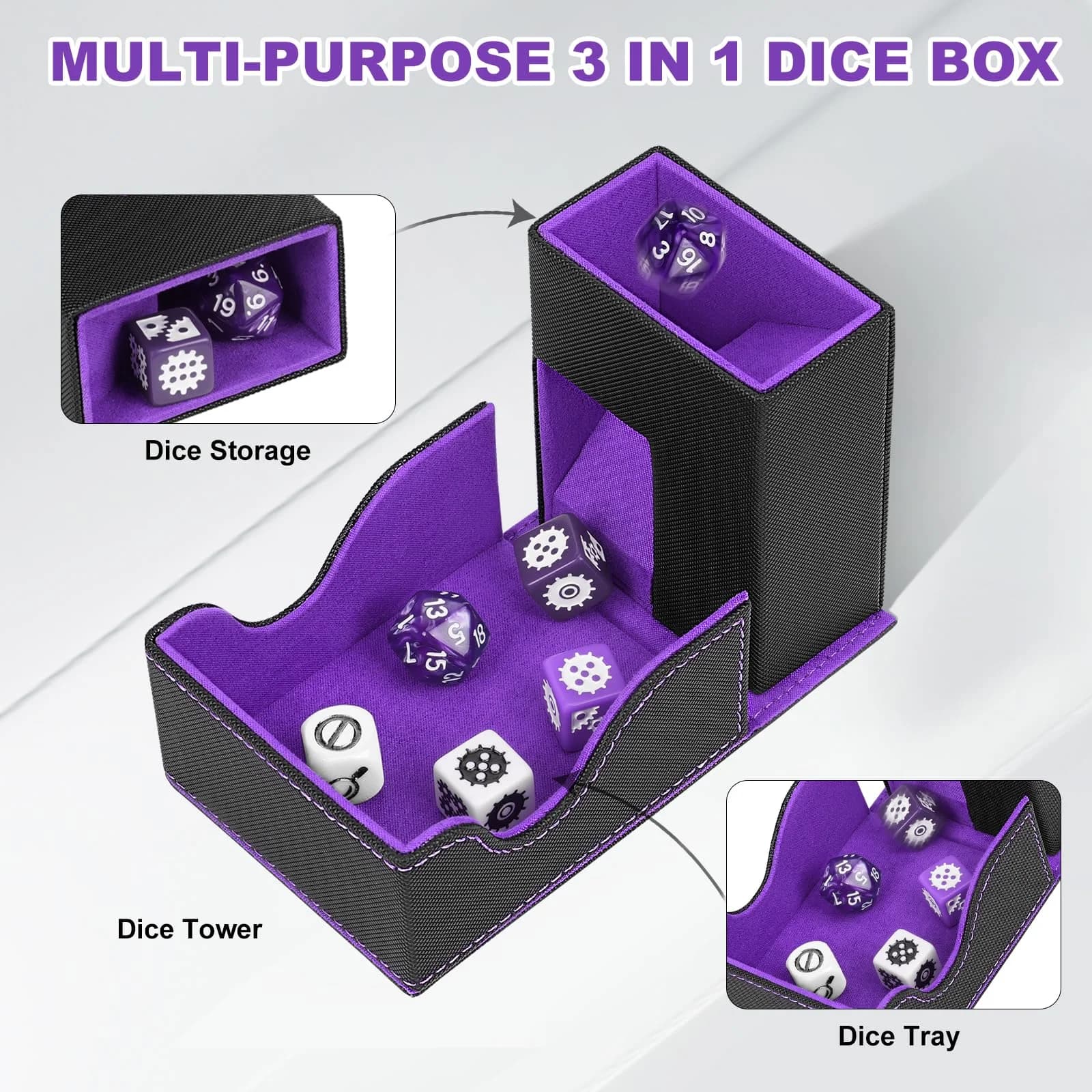 Dice Tower Vassoio per dadi pieghevole portatile per riporre i dadi per Dungeons & Dragons Accessori da gioco da tavolo Gioco da tavolo RPG Vassoio per dadi DND