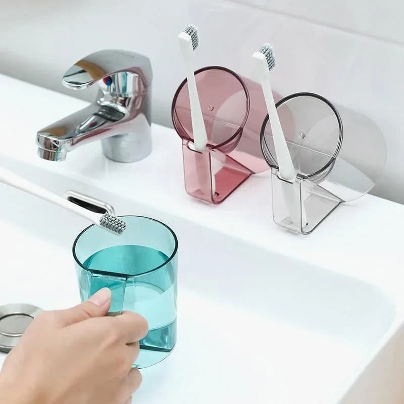 Tazza Creativa per Spazzolino con Drenaggio, Portaspazzolino Multifunzionale per Casa, Bicchiere per Collutorio da Bagno con Sistema di Drenaggio