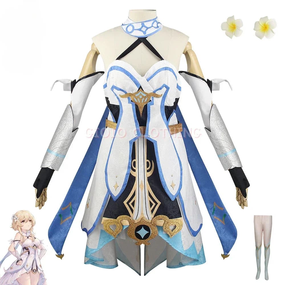 Genshin Impact Lumine Costume Cosplay adulto carnevale uniforme parrucca Anime Halloween Party Costumes Masquerade Women Game