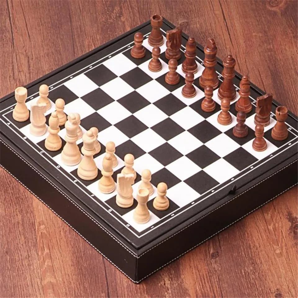 Set di scacchi in legno, pezzi degli scacchi in legno King Altezza 78 mm, gioco da tavolo per famiglie, scacchiera con scatola in pelle protettiva, scacchiera in legno