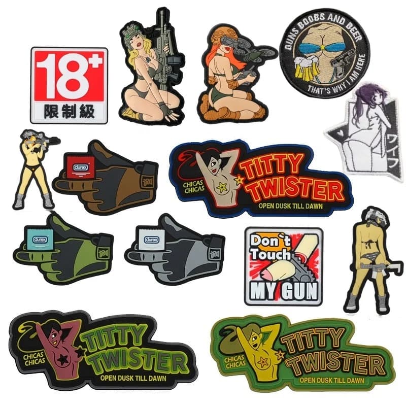 Toppa ricamata in PVC per ragazza sexy sui vestiti Accessori tattici e militari Toppe con gancio e anello Distintivo morale per zaino