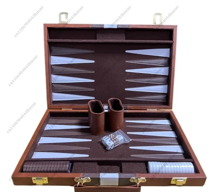 High Quality Travel Size Leather Backgammon Board Game Set