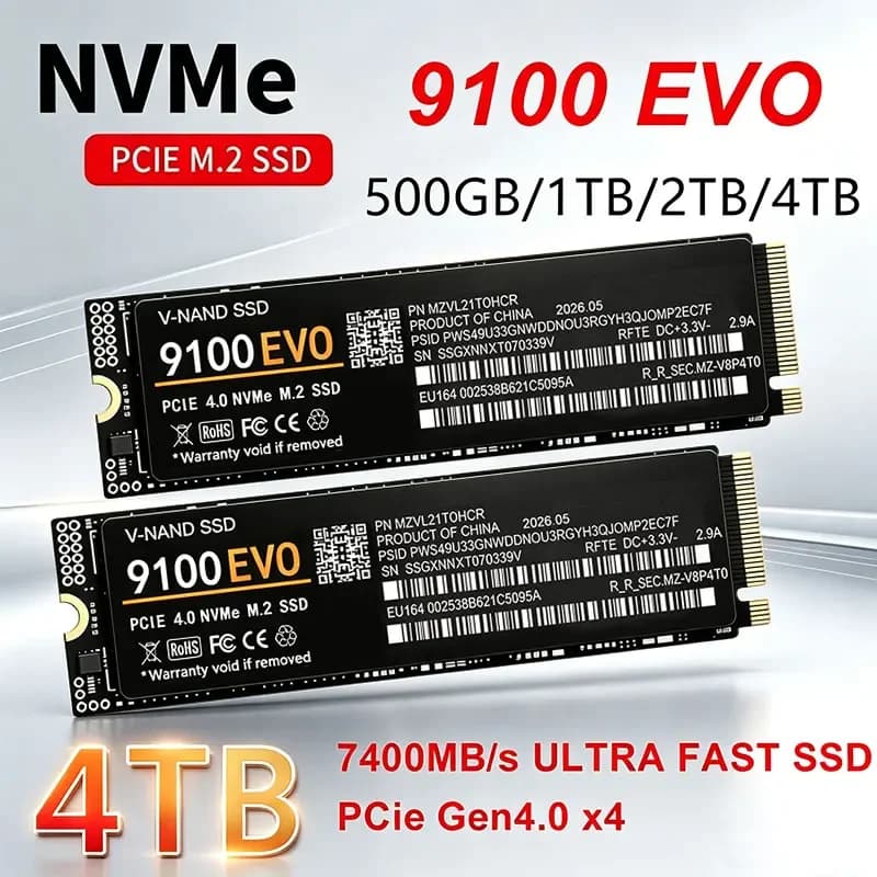 Gaming SSD 1TB 2TB 4TB 9100 EVO PCIe 4.0 X4 7400MB/s M.2 2280 NVMe SSD Internal Solid State Drive for Gaming PC Laptop PS5