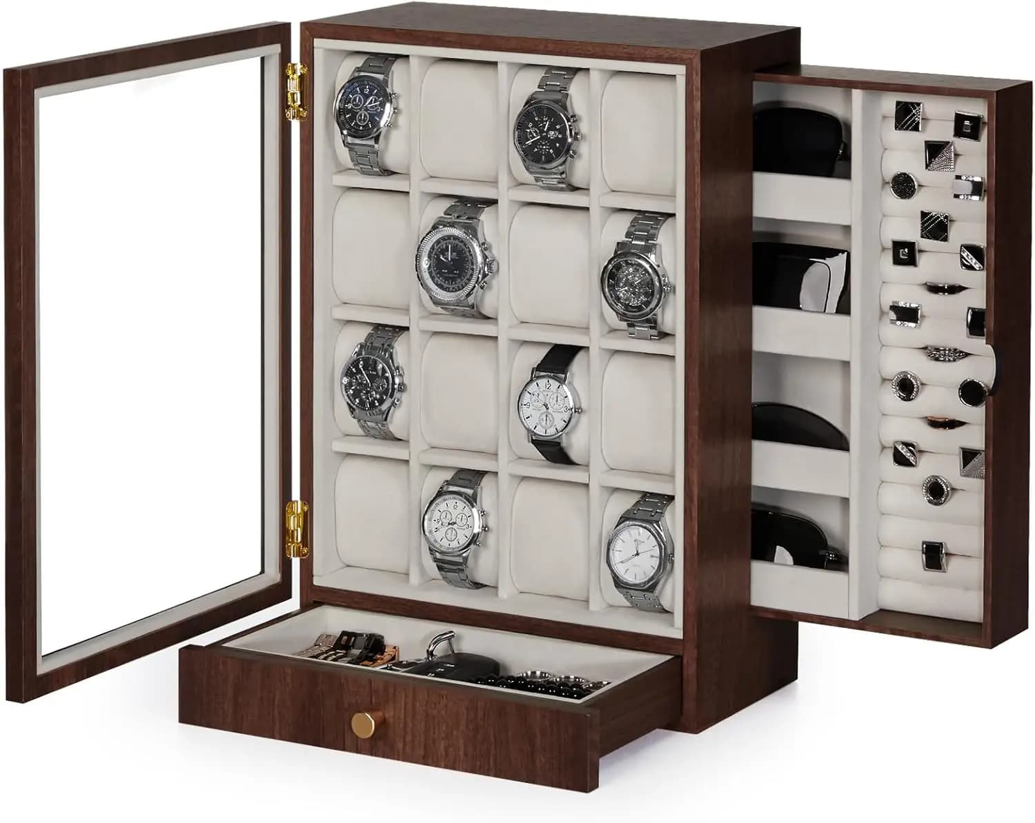 Grande Scatola Porta Orologi in Legno: Espositore e Organizzatore da Comodino per Uomo - Organizzatore per la Casa