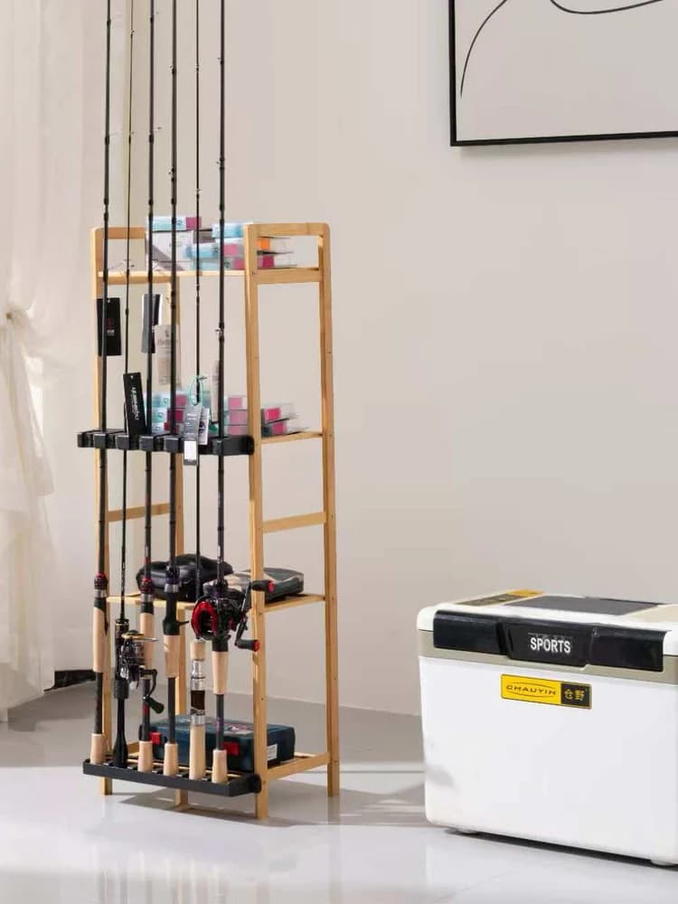 Versatile Fishing Rod Stand Storage Rack Home Display Lure Rod Placement No Drilling Required Fishing Gear Organizer