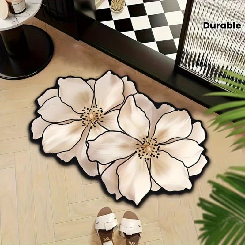 VIKAMA Elegante Tappetino da Bagno Floreale Antiscivolo, Tappeto Moderno Assorbente ad Asciugatura Rapida, Adatto per Aree Doccia e Decorazione Pavimenti