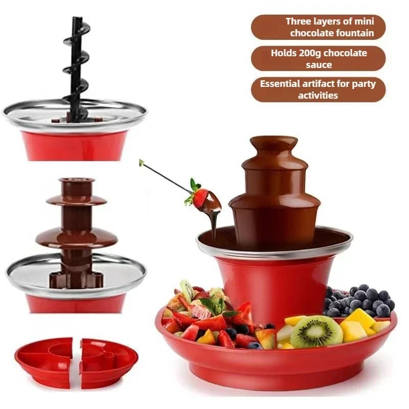 Macchina per Fontana di Cioccolato a Tre Strati, Cascata di Cioccolato Fuso, Macchina Rimovibile per Cioccolato Fuso con Piatto per Frutta